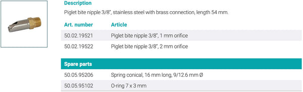Pig high-line bite nipple 3/8", 1 mm