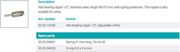 Pig high-line wet feeding nipple (M) 40/72