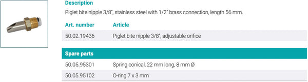 Piglet high-line bite nipple 3/8"